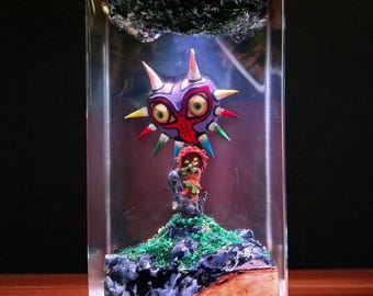Lámpara de resina Zelda / Luz nocturna de madera epoxi hecha a mano con enchufe / Decoración para juegos y luz personalizada para sala de juegos