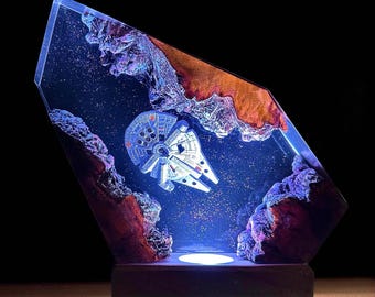 Resin Galaxy Lamp: Sci-Fi Space Night Light with Remote