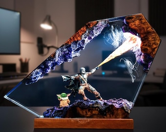 Mand.al.orianジオラマ樹脂ランプ｜スターウォーズ ダース・ベイダー ナイトライト デスクデコレーション｜ユニークなクリスマス＆カスタムギフト