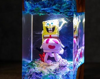 Underwater Cartoon Resin Lamp | Handmade Epoxy Anime Night Light | Fun Resin Art Decor | Gift for Gamer or Boyfriend