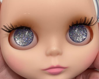 Custom Silver Glitter Hand Painted Blythe Doll Furby Eye Chips 14mm