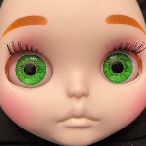 Realistic Green 14mm Glass Blythe or Furby Eye Chips