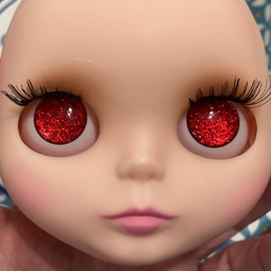 14 mm or 12 mm Custom Red Glitter Eye Chips Blythe Doll Furby Baby Furby Pullip