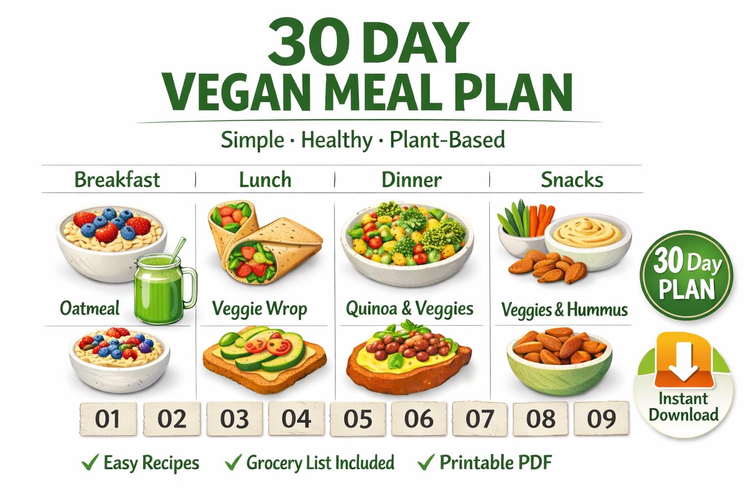 Vegan Meal Plan - Etsy New Zealand