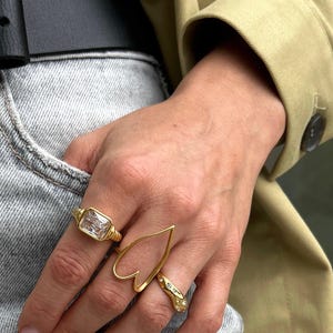 Gemstone Ring Waterproof 18K Gold Filled  statement ring irregular chunky gemstone ring, cubic zirconia ring, cz ring