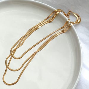 Stacking Herringbone Triple Chains Waterproof Necklace