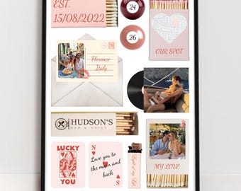 Custom Matchbook Art Poster | Anniversary Gift, Canva Template (Digital Download)