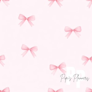 Pastel Bow Seamless Pattern | Coquette Digital Paper (24x24 inches JPG & PNG Files)