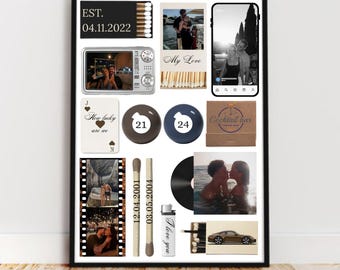 Custom Matchbook Art Print | Anniversary Gift, Photo Collage (Digital Template)