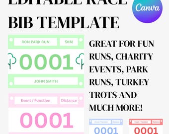 Modèle de dossard de course modifiable | Numéro de course amusante, événement marathon (toile)