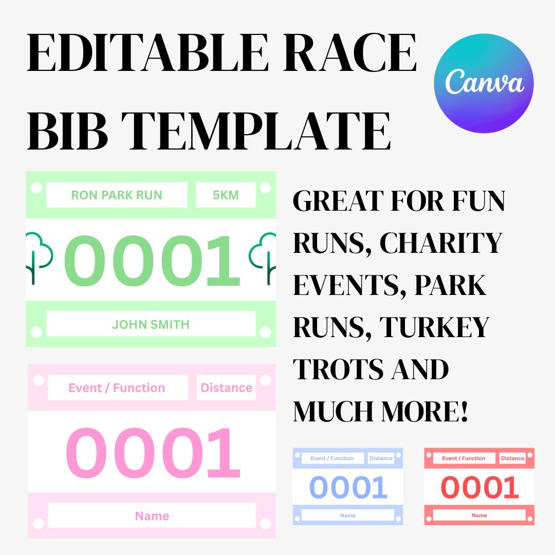 Editable Race Bib Template | Fun Run Number, Marathon Event (canva) - Etsy