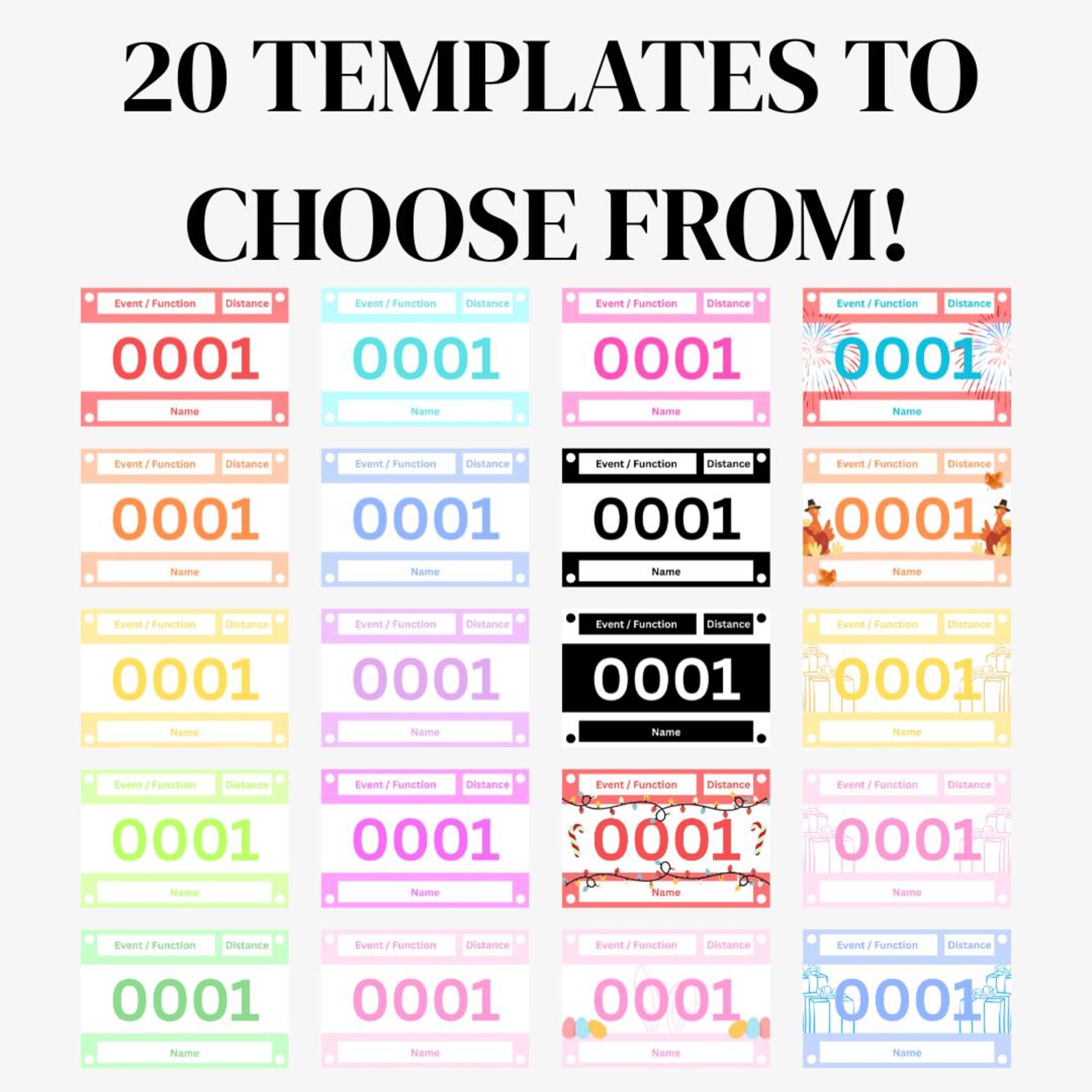 Editable Race Bib Template | Fun Run Number, Marathon Event (canva) - Etsy