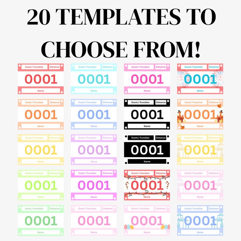 Editable Race Bib Template Fun Run Number, Marathon Event (canva) Etsy