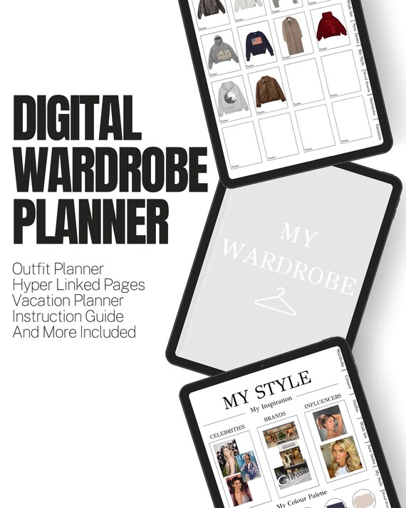 Digital Wardrobe Planner PDF | Outfit Planner for iPad & GoodNotes | Clothing Organizer | Capsule Wardrobe Planner | Instant Download