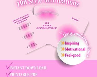 100 Days of Affirmations - Digital Self-Love and Confidence Challenge - Daily Motivation Printable Mindset & Personal Growth