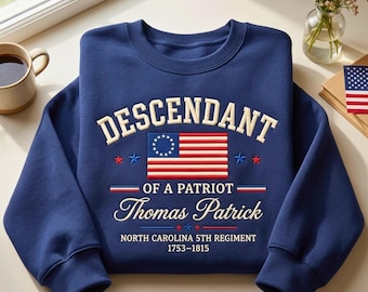 Personalized Patriot Descendant Embroidered Sweatshirt, DAR SAR Apparel