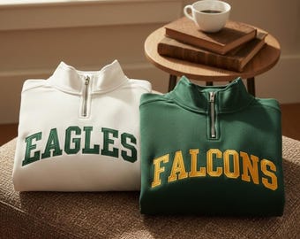 Embroidered Sports Team Quarter Zip: Personalized College Sweatshirt