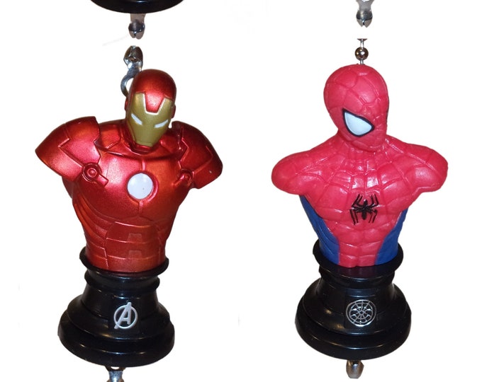 Capt America Iron Man Hulk or Spiderman Ceiling Fan Light Pulls, Marvel® Avengers, Civil War, Kids Room Decor, Man Cave, Boys Kids Gift