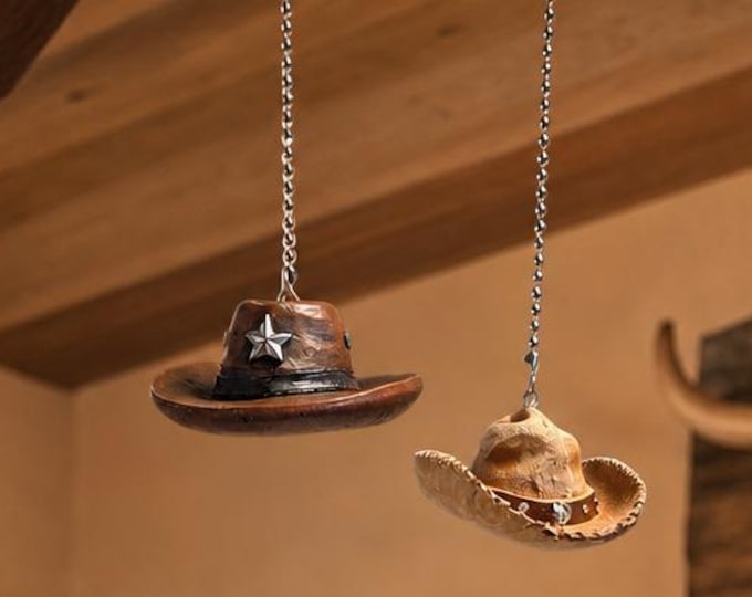 Western Cowboy Hat Fan Pulls | Country Farmhouse Decor, Unique Rustic Gift, Southwest Decoration