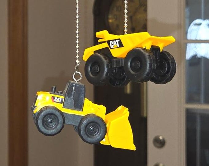 Construction Equipment Ceiling Fan Pull | Light Pull Chain for Boys Bedroom Bulldozer Excavator Dump Truck Backhoe Construction Worker Gift