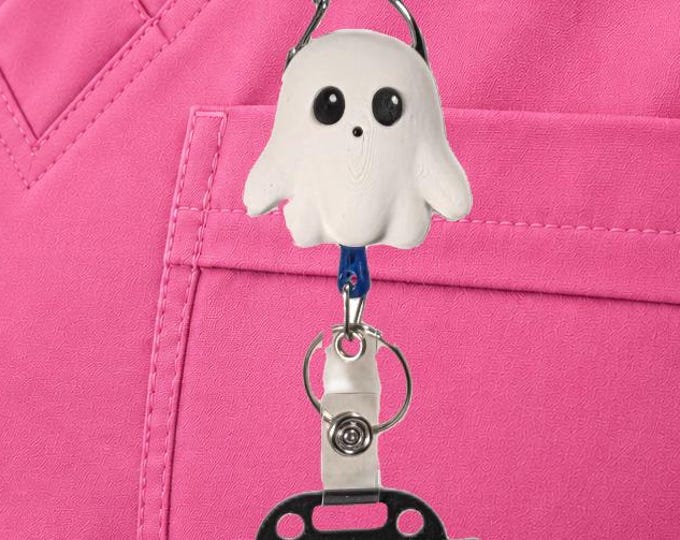 Halloween Ghost Badge Reel | 3D Printed Gift for Nurses & Teachers (4-Inch Length)