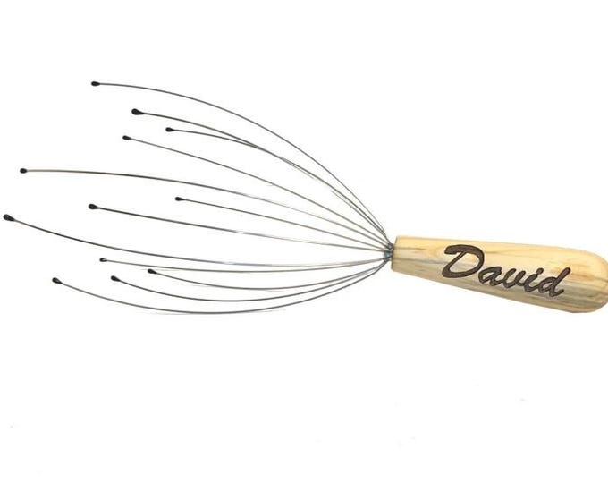 Personalized Scalp Massager - Hand Turned Wood Handle, Custom Relaxing Head Massager, Massage Tool, Stress Relief, Home Spa, Relaxation Gift