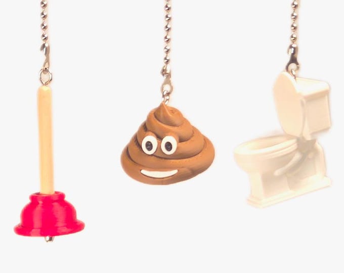 Tiny Toilet Fan Pulls | Commode, Poop, Plunger, Plumber or Handyman Gift & Fun Home Decor d3