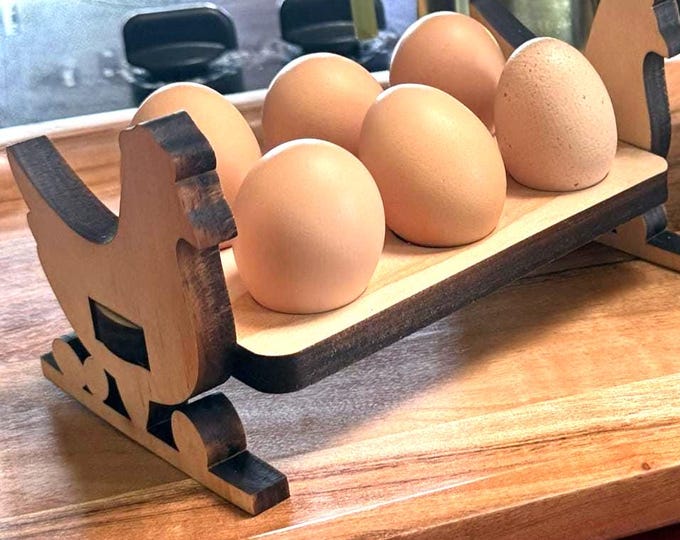 Farmhouse Egg Rack Handmade Farm-fresh Egg Holder Kitchen Accessory Housewarming or Wedding Gift Idea