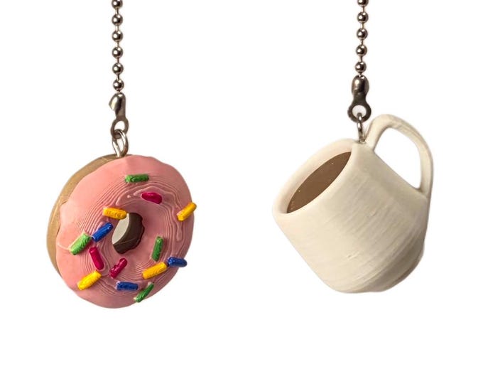 Donut & Coffee Ceiling Fan Pull - Whimsical Kitchen Decor for Housewarming or Wedding Gift
