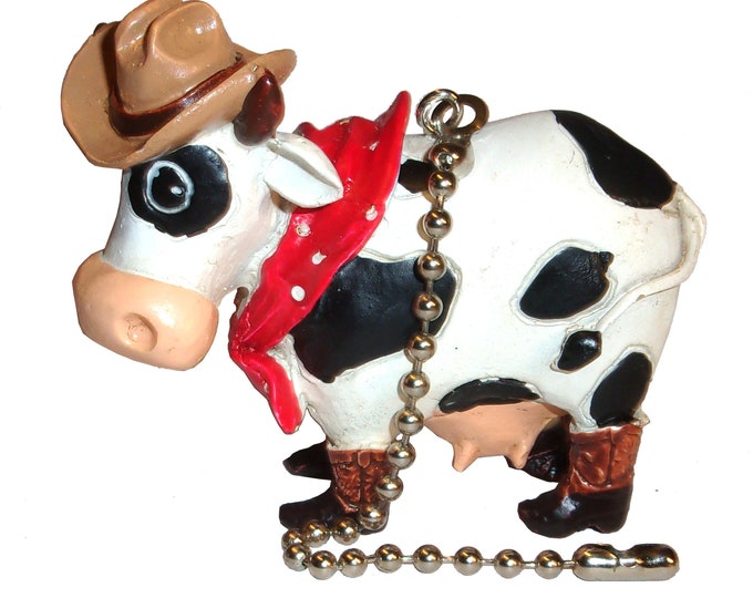 Funny Cow Ceiling Fan Pull - Western Decor / Country Decor / Cowboy Gift / Gift for Him / Gift for Her / Housewarming Gift / Wedding Gift