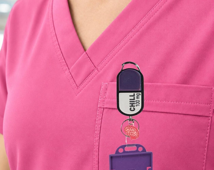 Chill Pill Badge Reels | Fun Retractable Badge Holder for Nurses & Teachers