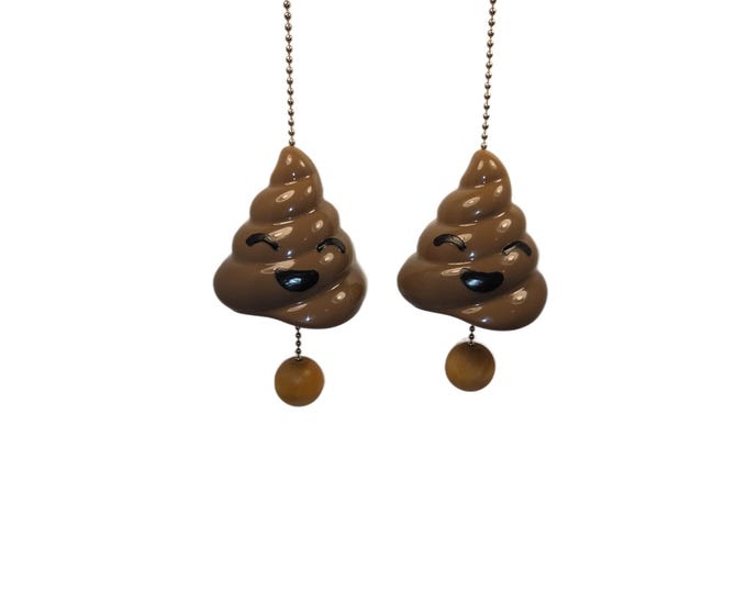 Whimsical Poop Emoji Ceiling Fan Pulls - Hand Painted Gag Gift & Fun Home Decor