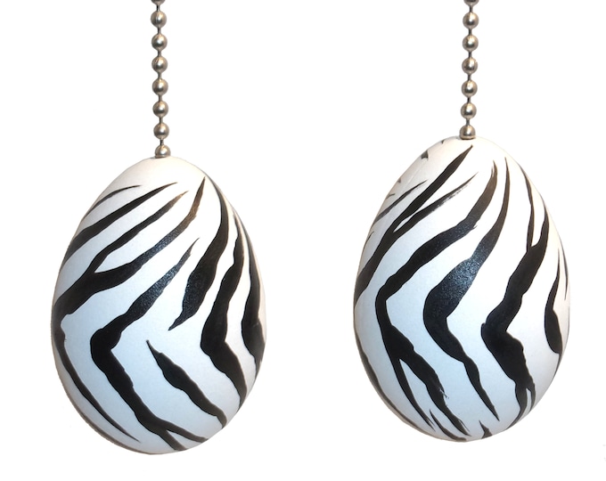 Zebra Eggs Ceiling Fan Light Pull Chain Set - Unique Animal Print Gift for Her, Wildlife Decor