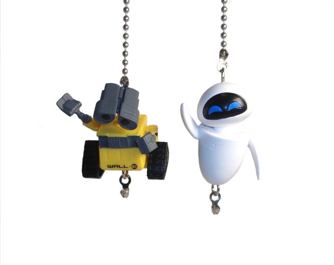 Wall-E & Eve ceiling fan pull set -  Robot Decor, Gift for Kids