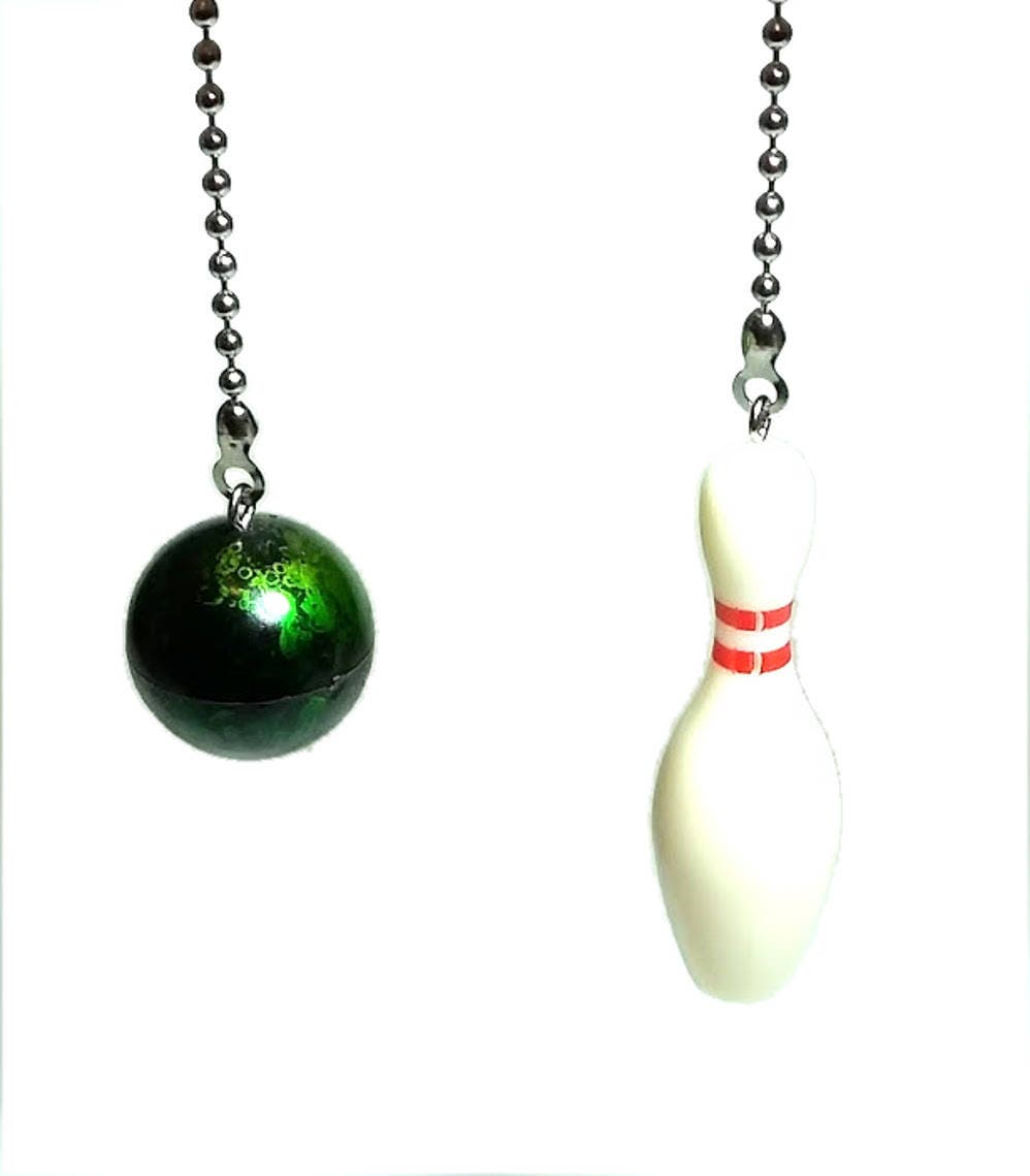 Bowling Ball & Pin Ceiling Fan Pull Set, Kids Room Decor, Man Cave
