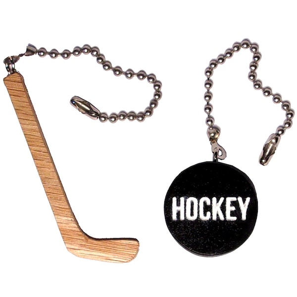 Hockey Stick & Hockey Puck Ceiling Fan Light Pull, Hockey Gift, Hockey Decor, Mancave Decor, Gift for Men, Gift for Boys, Coach Gift