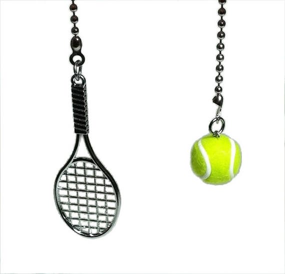Tennis Racquet Ball Ceiling Fan Pull Set Tennis Decor Etsy