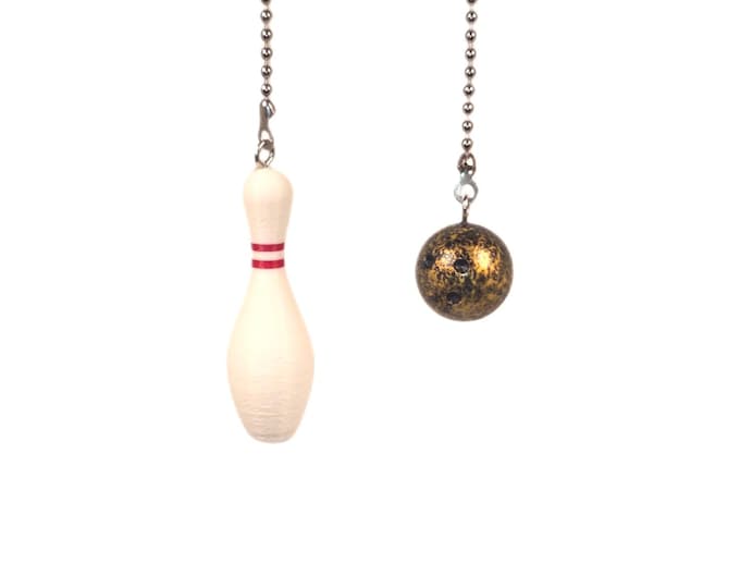 Bowling Ball & Pin Ceiling Fan Pull Set, Kids Room Decor, Man Cave Decor, Sports Decor, Gift for Men, Gift for Women