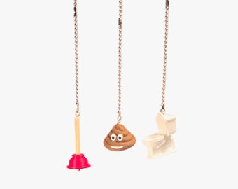 Tiny Toilet Fan Pulls | Commode, Poop, Plunger, Plumber or Handyman Gift & Fun Home Decor