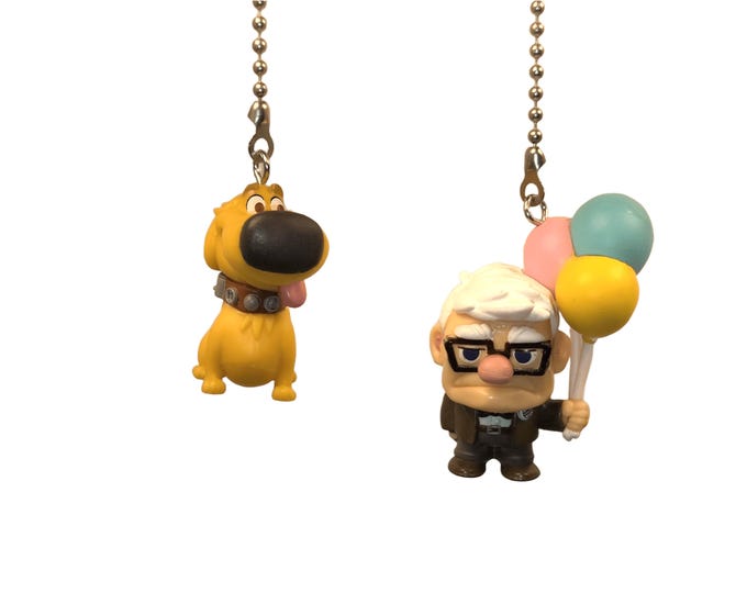 Carl & Dug from UP! Movie Ceiling Fan Pulls | Fun Kids Room Gift Set, Disney Pixar Decor