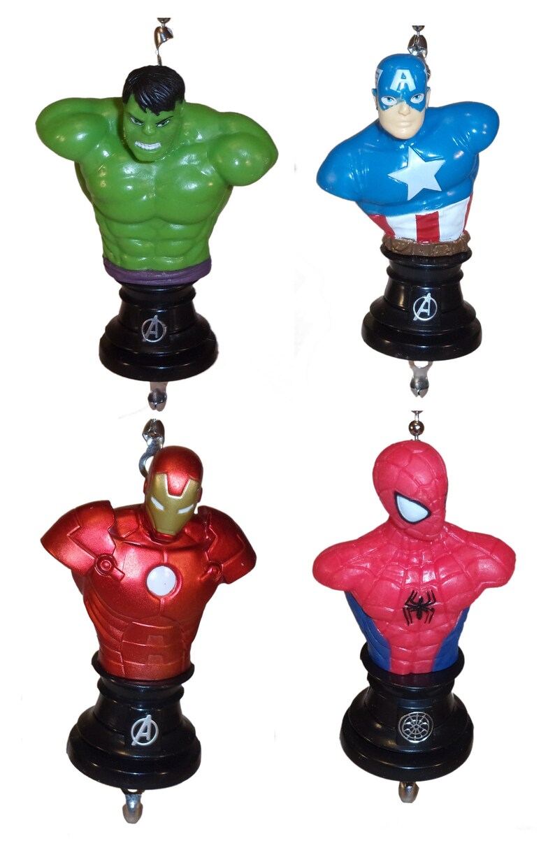 Capt America Iron Man Hulk Or Spiderman Ceiling Fan Light Pulls Marvel Avengers Civil War Kids Room Decor Cave Boys Gift