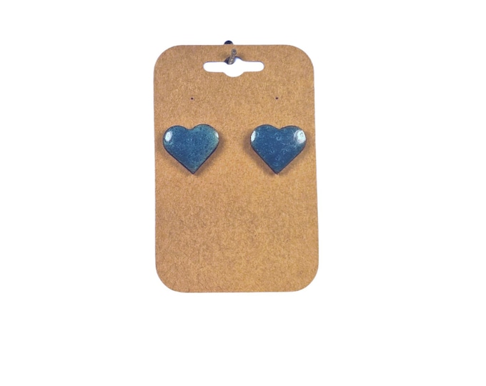 Artisan Heart Wood and Epoxy Earring Studs - Ideal Gifts for Mother's Day
