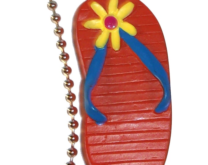 Summer Vibes Flip Flop Ceiling Fan Pull | Resin Beach Decor Ornament, Beach House Accent, Decorative Fan Pull, Surfer Gift t1