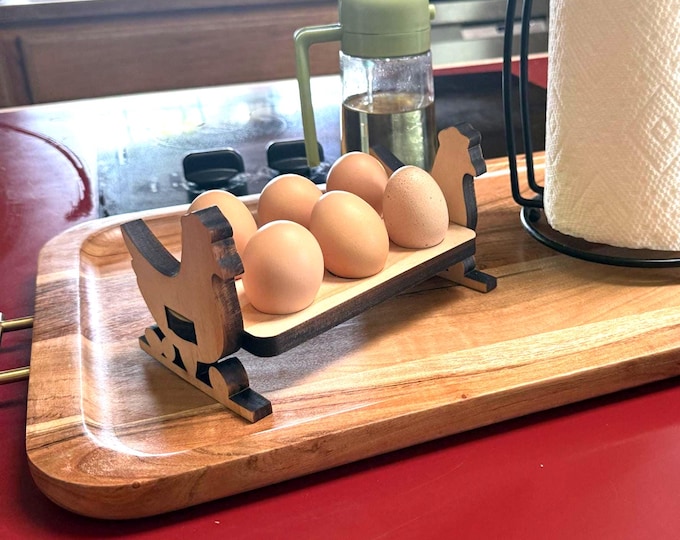 Chicken & Eggs Egg Rack | Unique Handmade Egg Holder | Ideal Kitchen Accessory, Housewarming or Wedding Gift Idea