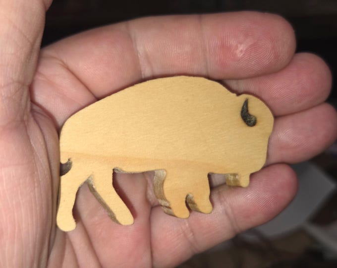 Handmade Wooden Buffalo Magnet | Western Refrigerator Magnet & Note Holder, Cowboy Country Decor