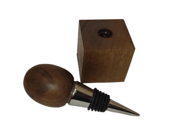 Handmade Walnut Wood Bottle Stopper & Stand | Perfect Housewarming or Wedding Gift, Wine Lovers Gift