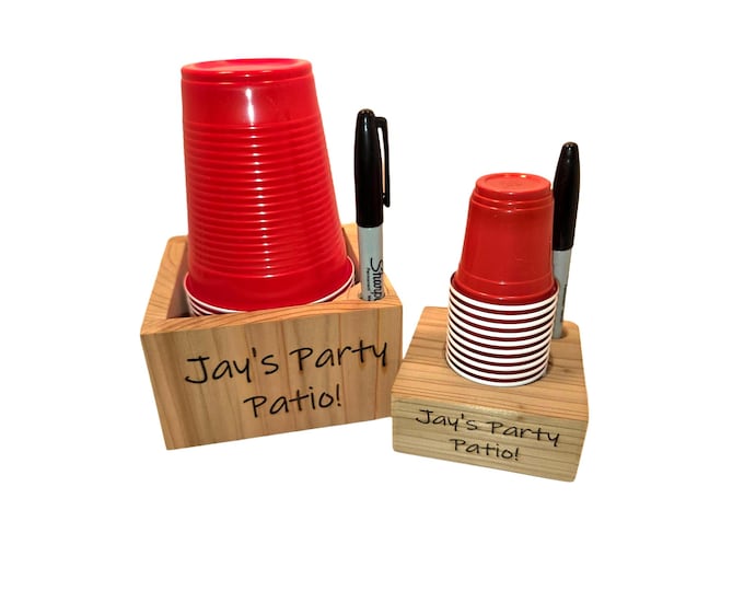 Custom Engraved Drink Cup Organizer | Unique Handmade Disposable Cup Holder | Ideal Party Accessory, Housewarming or Wedding Gift Idea