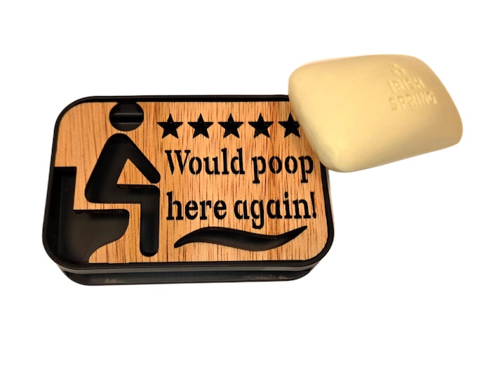 Humorous Poop Here Again Soap Dish - Funny Bath Decor & Gift Idea