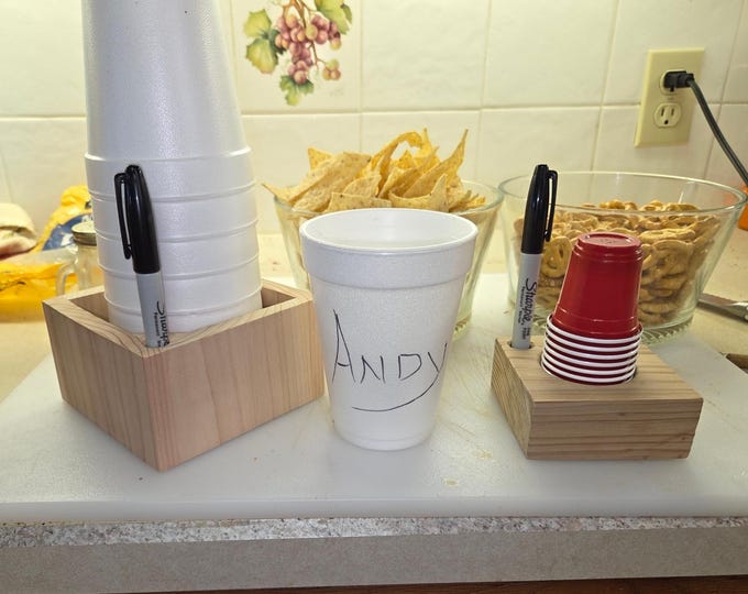 Custom Drink Cup Organizer | Unique Handmade Disposable Cup Holder | Ideal Party Accessory, Housewarming or Wedding Gift Idea