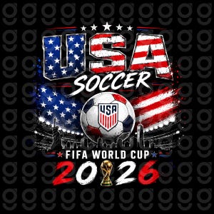 USA Fotboll FIFA VM 2026 PNG, USA Fotbollsfandesign, Patriotisk amerikansk fotboll, Röd Vit Blå Sublimering (Direkt Nedladdning)